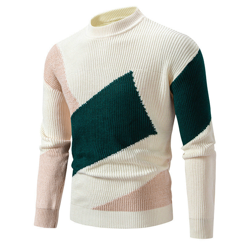 Men's Round Neck Multicolor Pullover Sweater