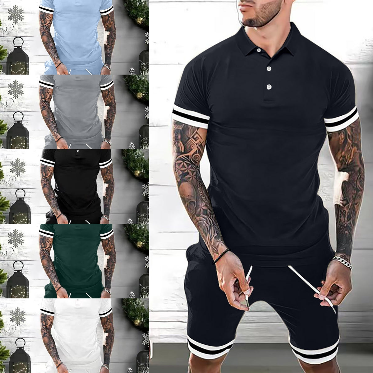 Mens 2 Piece Polo Shirt Tracksuits