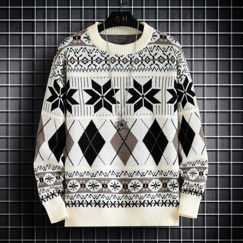 Men's Japanese Style Snowflake Pullover sweater