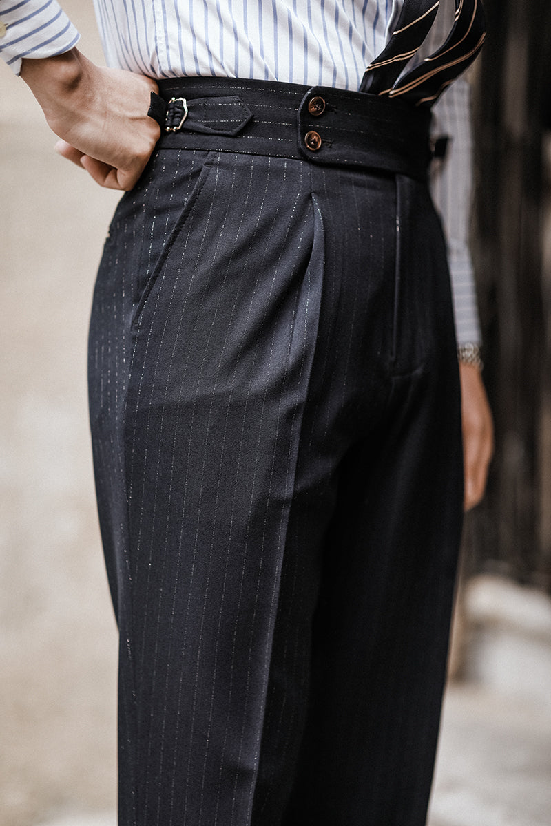 Kensington Pleated Pinstripe Trousers