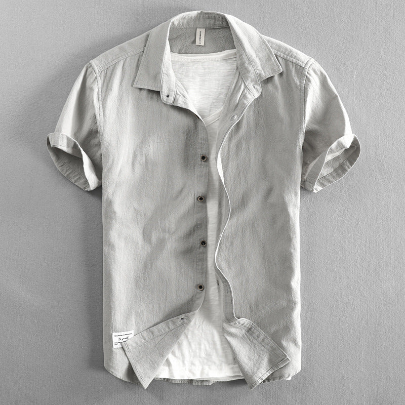 Camisa casual de media manga con solapas sueltas para hombre