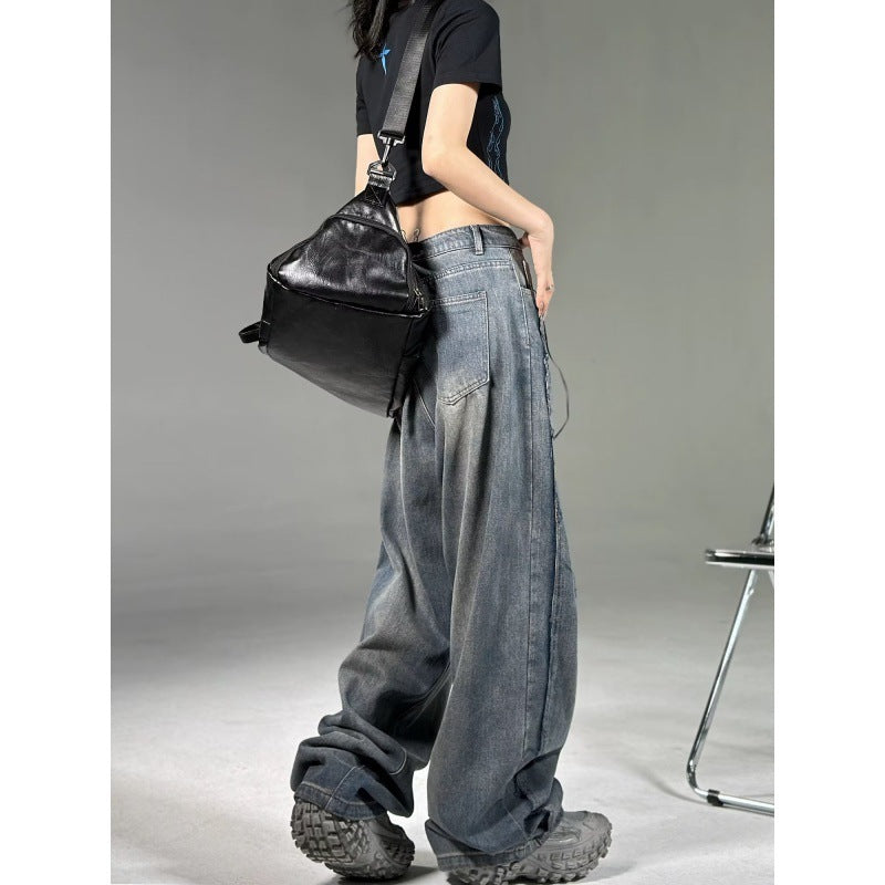 Men's And Women's Straight Loose Mop Retro Pants