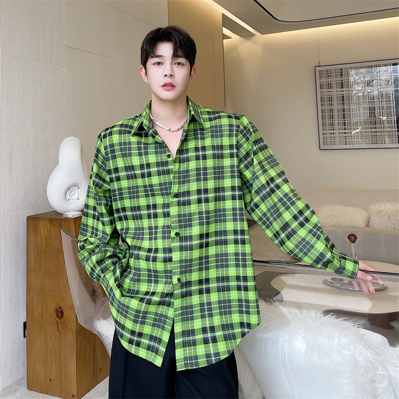 plaid Men's Casual Resort Style Loose Shirt Jacket