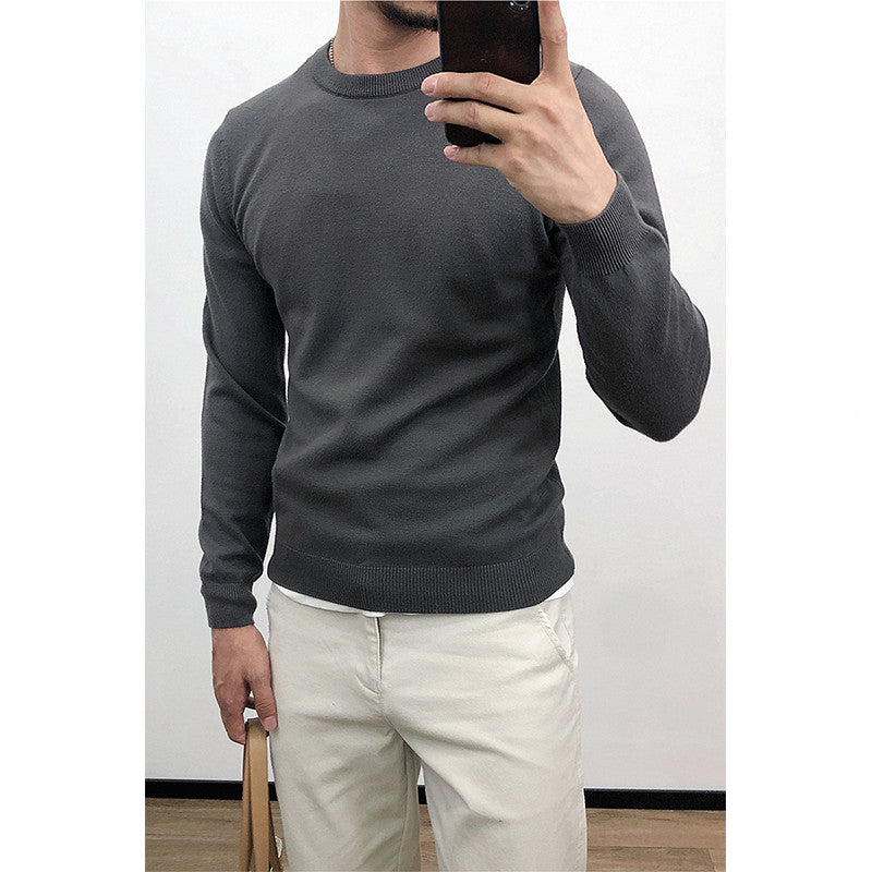 Men Thin Round Neck Bottoming Sweater