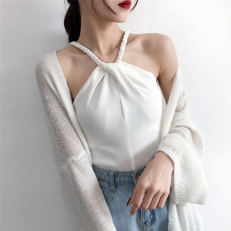 sexy lady Off shoulder Knitted Camisole