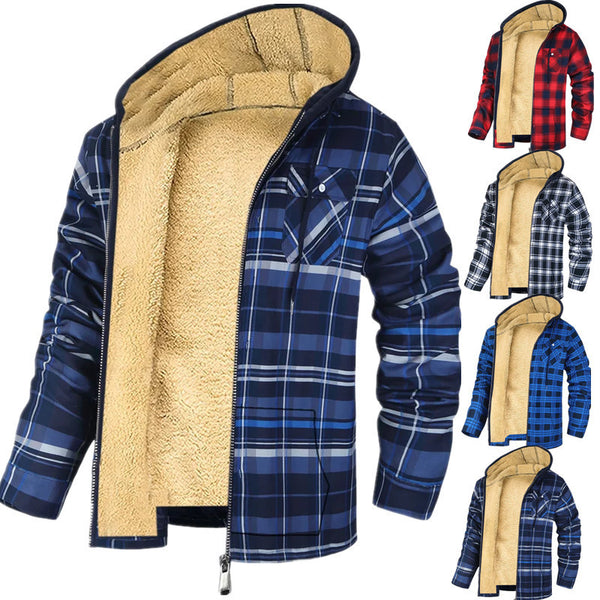 Thickened Cotton-padded Plaid Long Sleeve Loose jacket