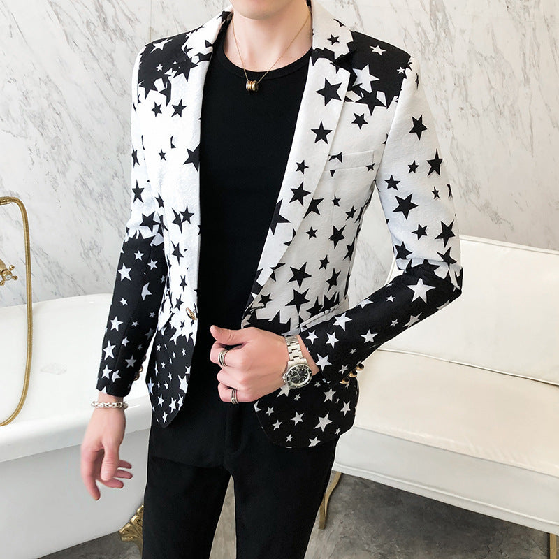 Printed Small Suit Long Sleeve stage performance blazer Jacket