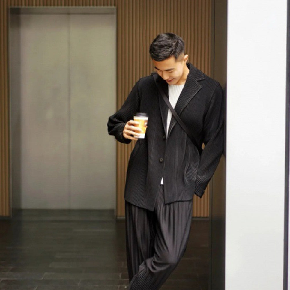 Sanzhai Pleated Suit Long-sleeved Men's Jacket