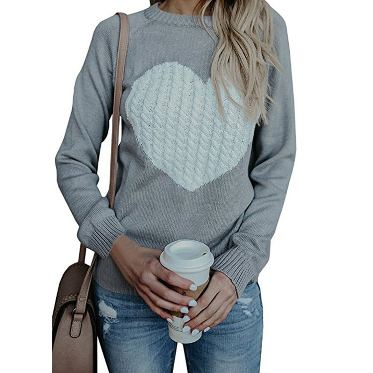 Love Printed Pullover Sweater For Women