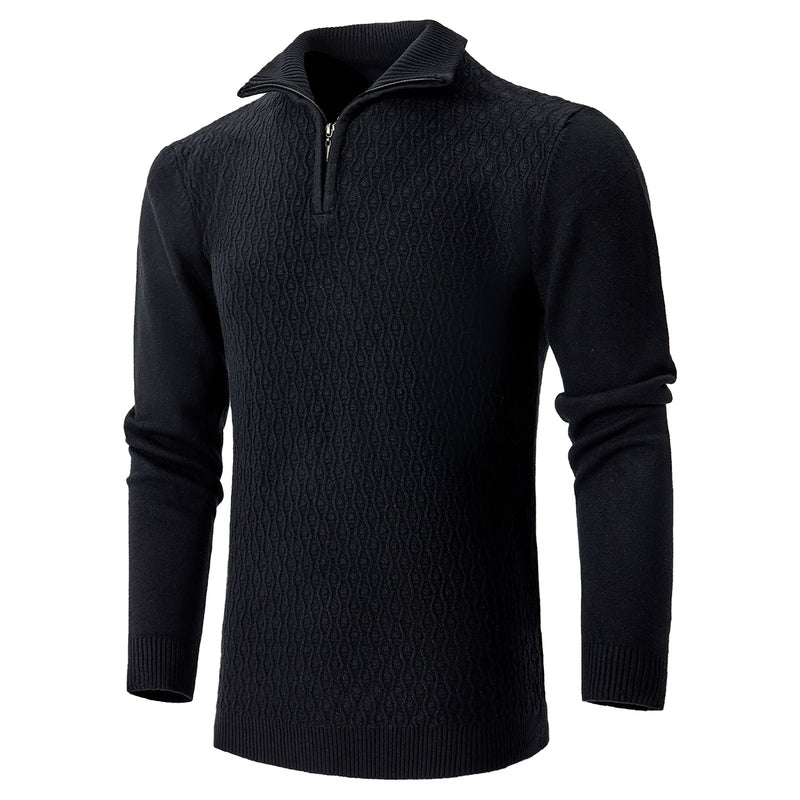 Men's Lapel Half Zipper Sweater