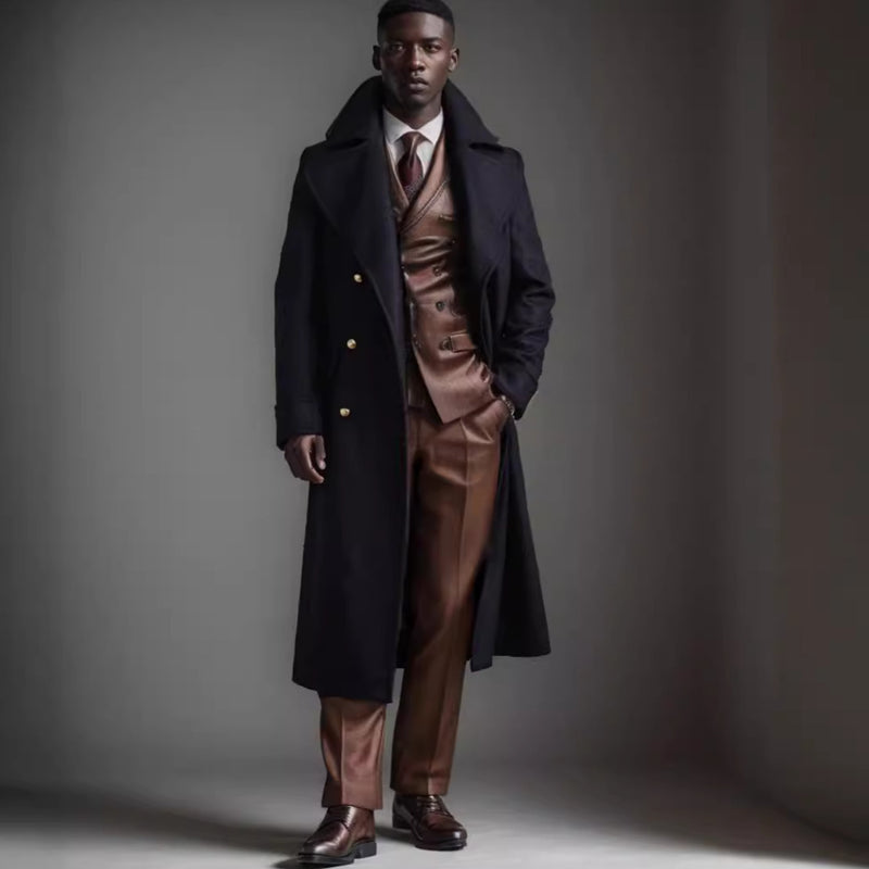 Men's Woolen Ultra-long Overcoat