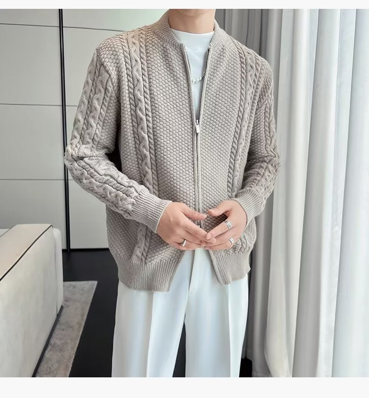 Zipper Knitted Cardigan For Men