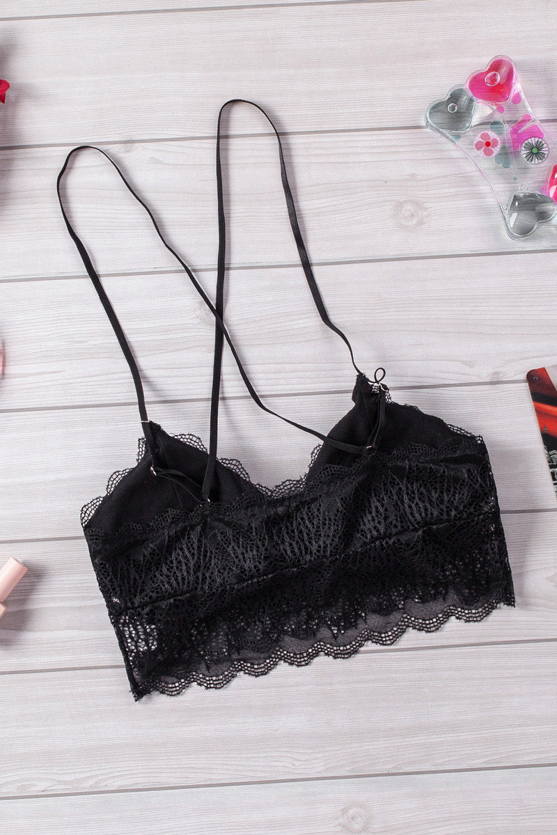 Lace Scalloped Crisscross Strap Bralette