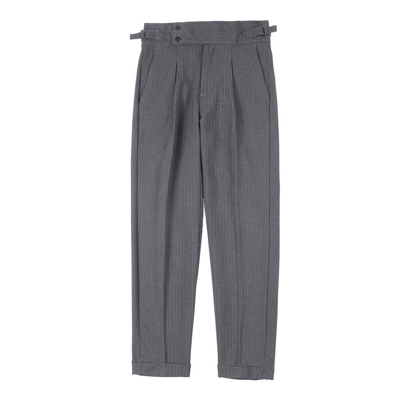 Men's Italian Striped High Waist Business Casual Pants