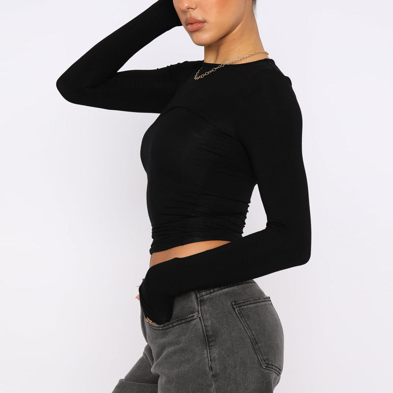 Women's Slim Long-sleeved Pullovers Tops