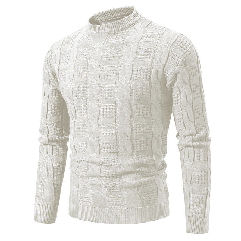 Pull en maille torsadée à col rond pour homme