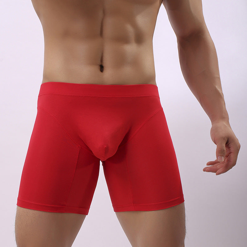 Pure Cotton Men's Briefs Extended Flat Corner Anti-friction Leg