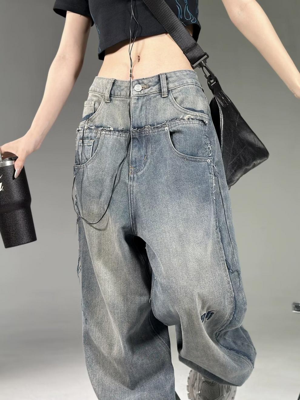 Men's And Women's Straight Loose Mop Retro Pants