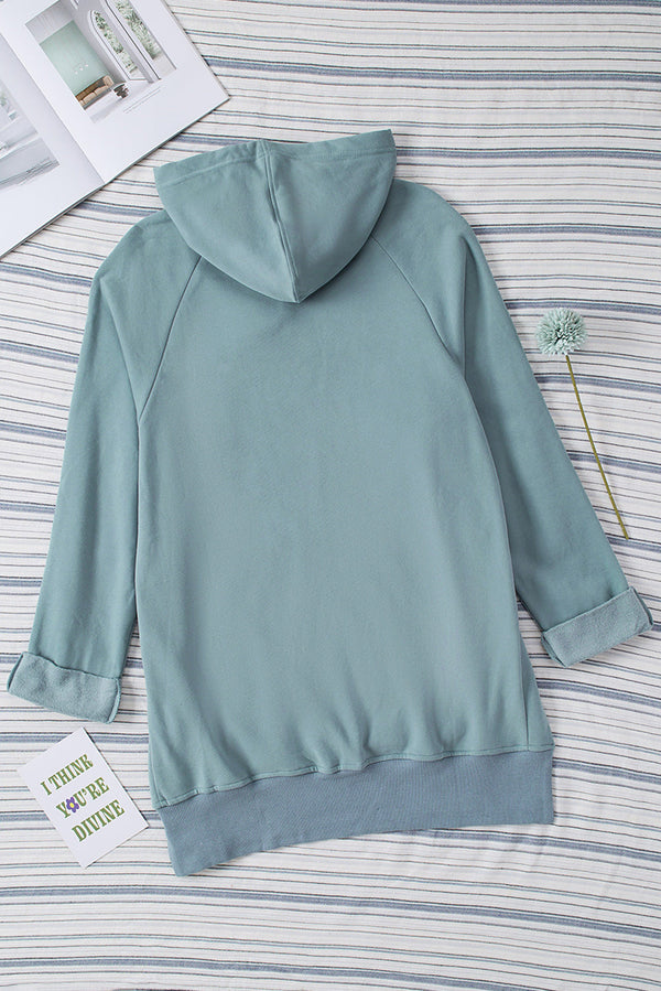 Side Slit Raglan Sleeve Hoodie