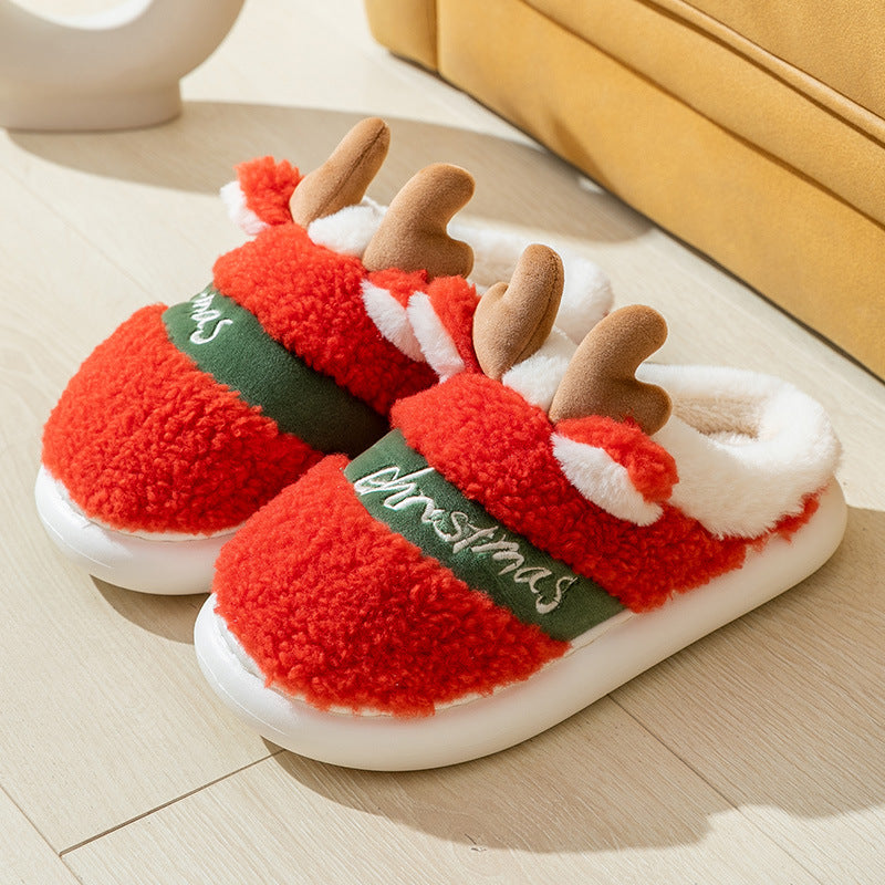 Christmas Shoes Winter Home Slippers Elk Soft Cozy Bedroom Slipper