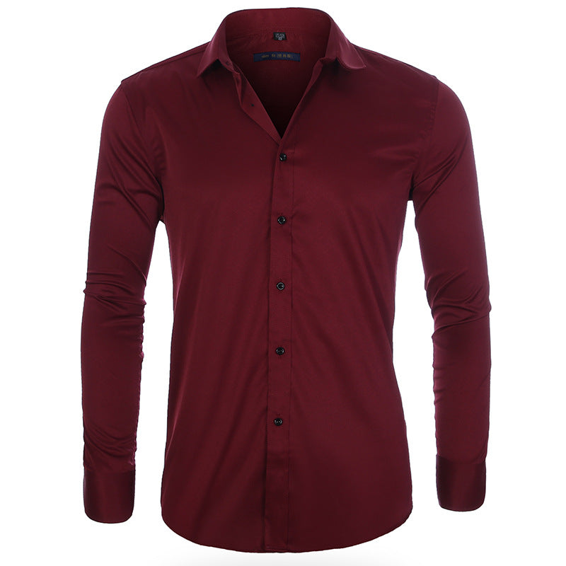 No Ironing High Elastic Men's Long Sleeve Shirt