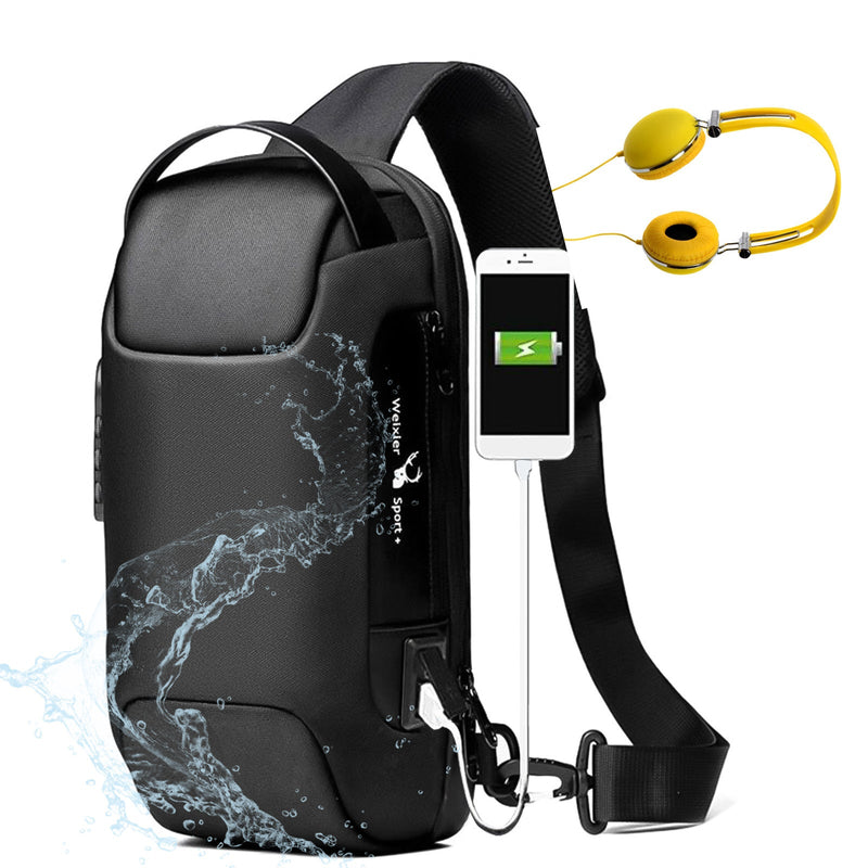 Waterproof USB Anti-theft Bag Men Oxford Crossbody Shoulder Bag