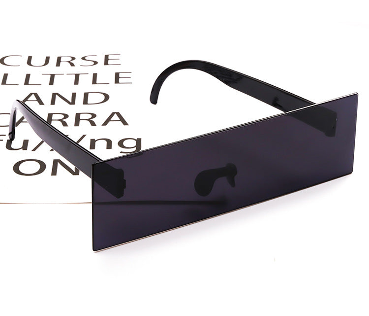 Straight Long Strip Props Two-dimensional Black Long Frame Square Sunglasses