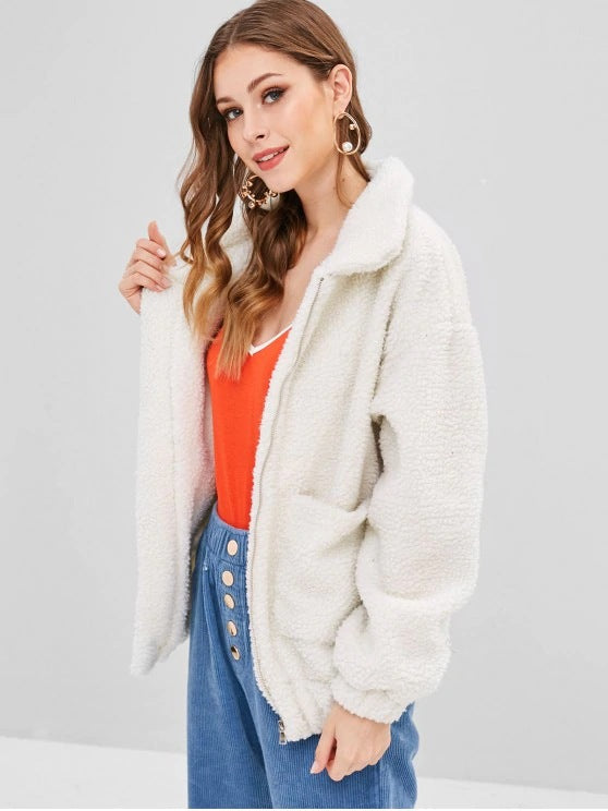 Lamb Zipper Coat Women