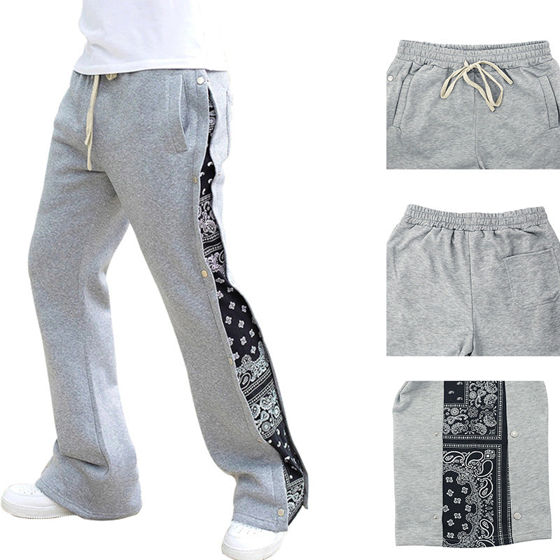 Pantalones casuales deportivos con botonadura de hip hop multilínea High Street para hombre