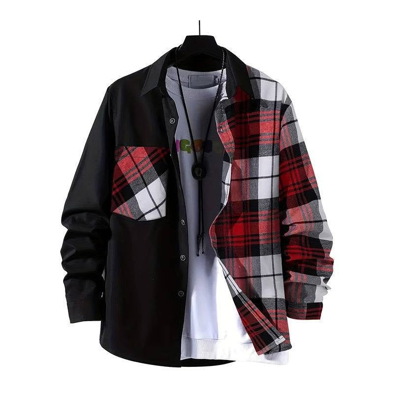 Spring Style Color-contrast Checks Long Sleeve Shirt