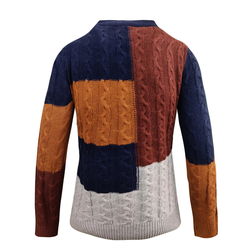 New Men's Color Contrast Knitwear Casual Long Sleeve sweater