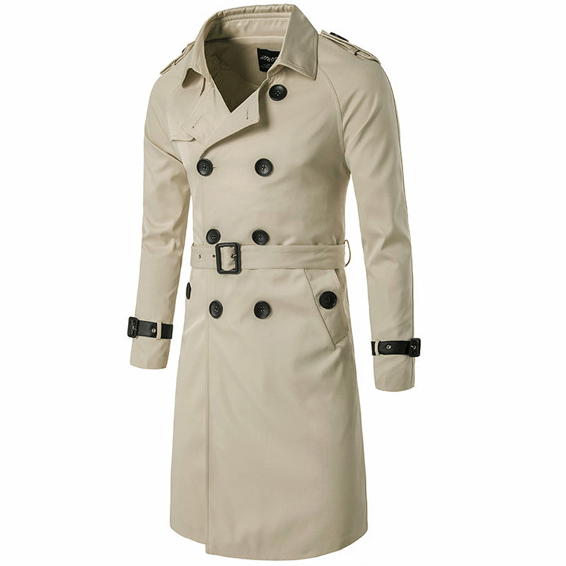 Double Breasted Lapel Windbreaker trench coat men