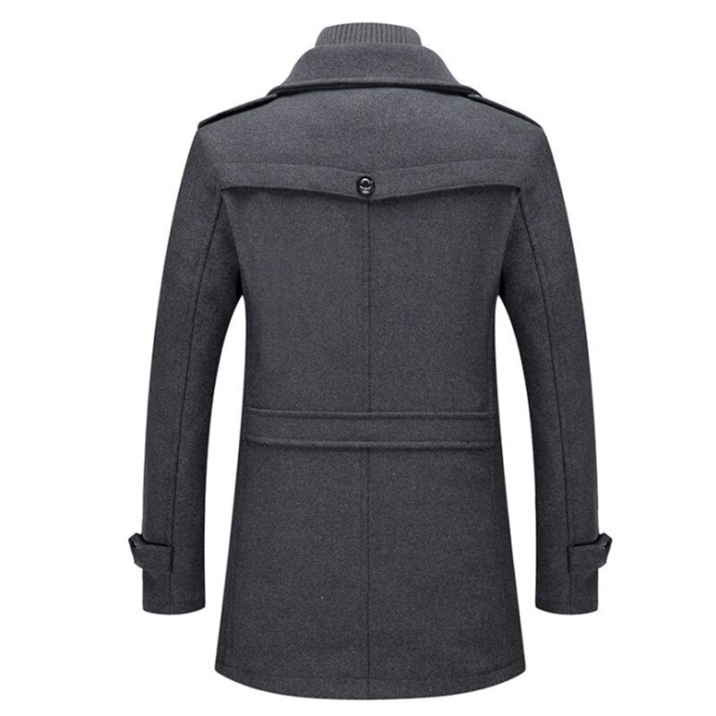 Cold-resistant plus cotton woolen men's trench coat