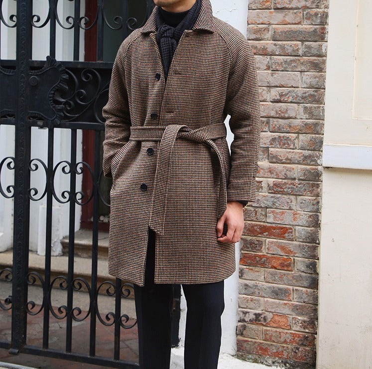 Soho Farm Belted Wool Herringbone Coat