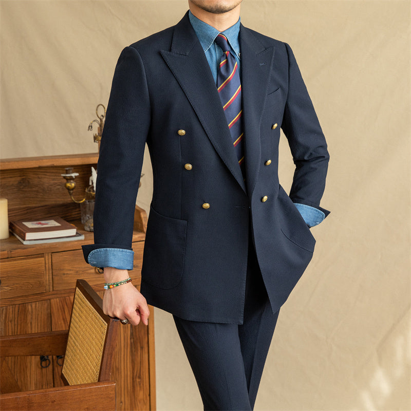 Men's Casual Seersucker Half Lined Suit