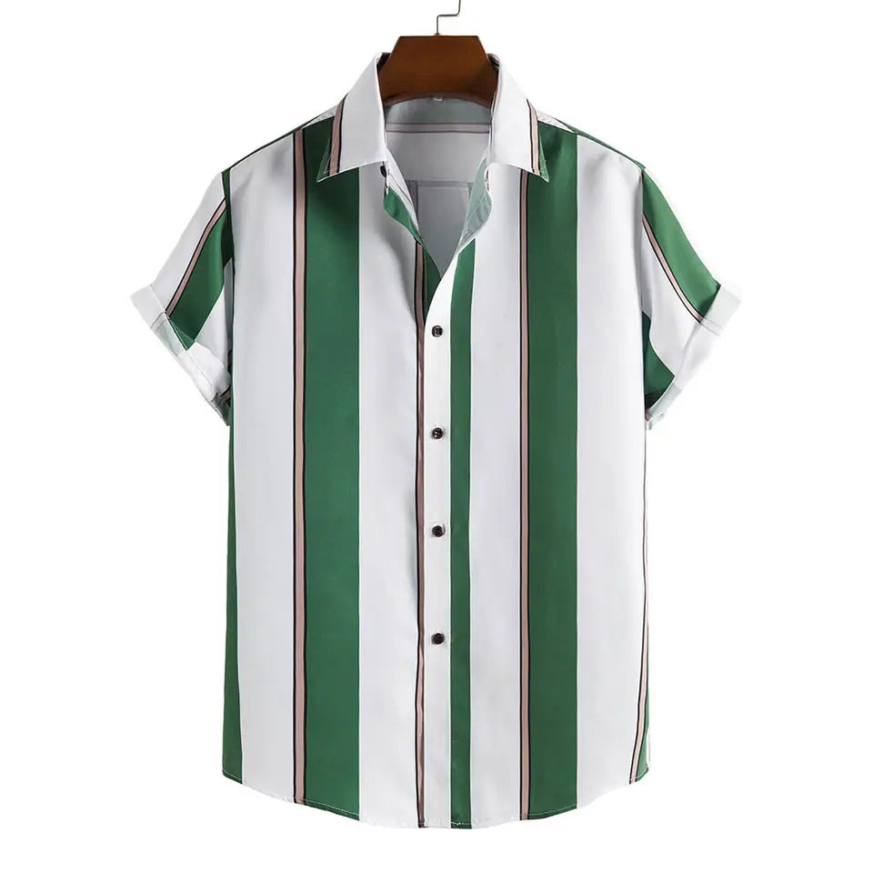 Summer Men's Striped Short-sleeved Shirt