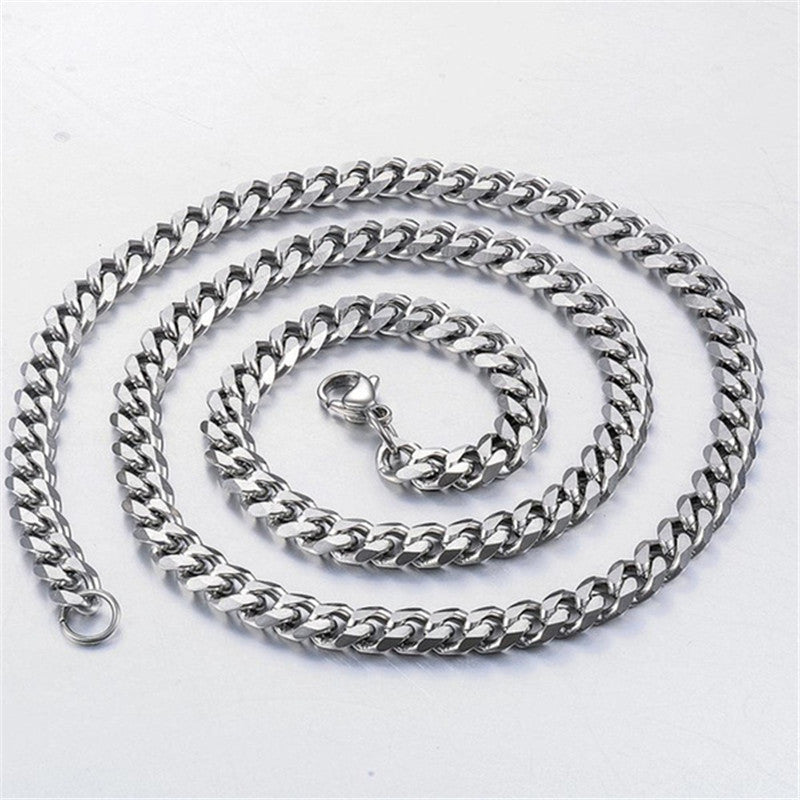 Six-sided Grinding Cuban Titanium Steel Necklace