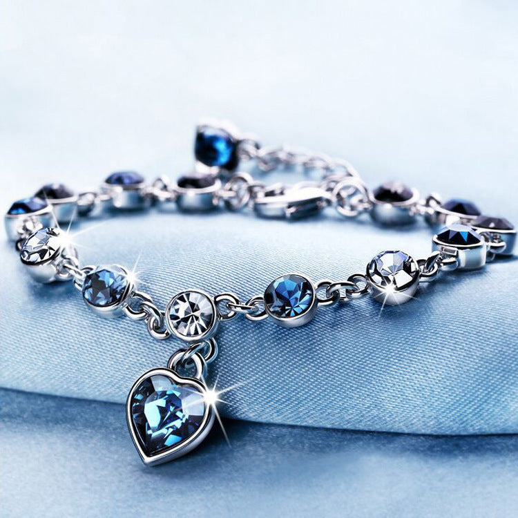 Ocean Heart Peach Crystal Bracelet