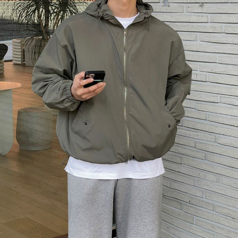 Hooded Coat Men's Autumn Korean Style Loose-fitting Workwear Jacket