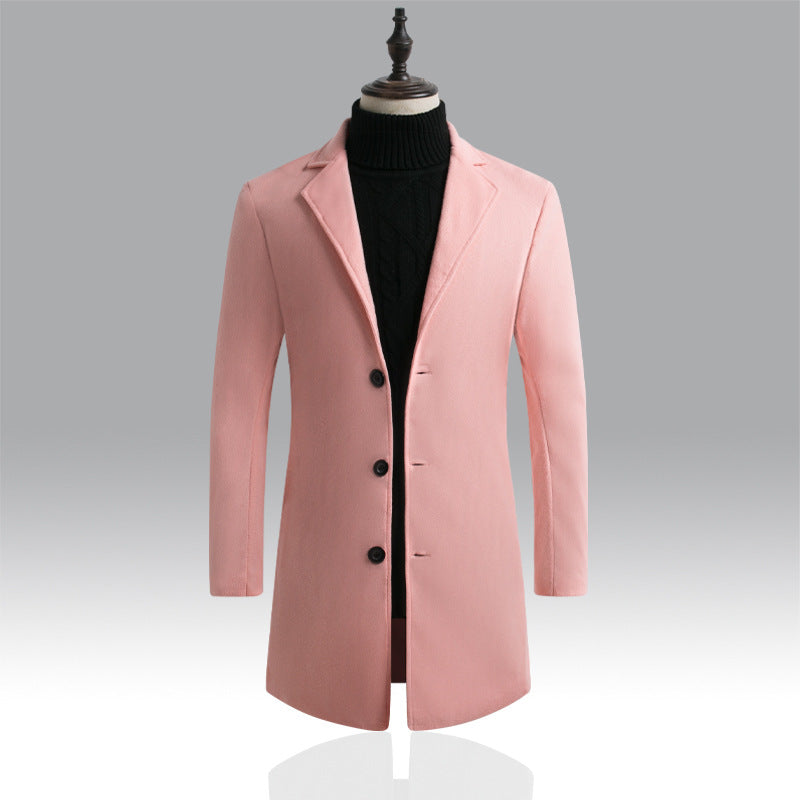 Slim-fit mid-length woolen trench coat