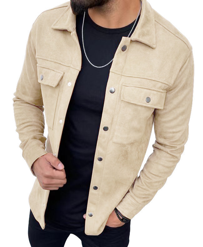 Casual Suede Button Pocket jacket