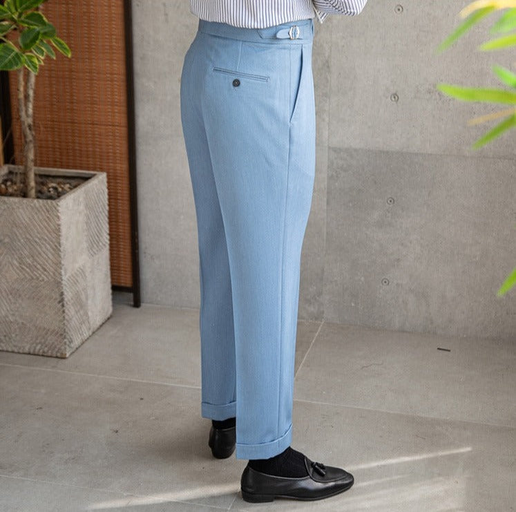 Dolce Elastic Straight Fit Pleated Trousers