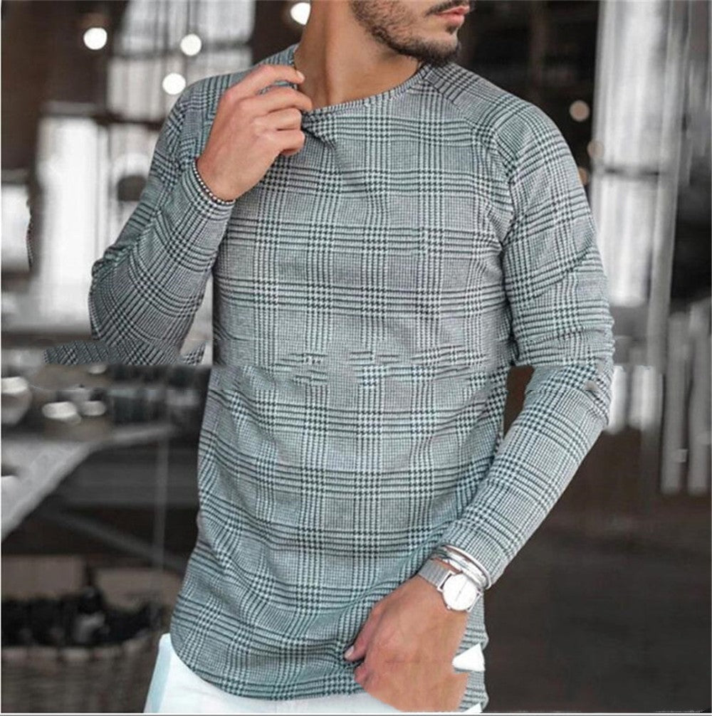 Men's Round Neck Striped Bottom Shirt