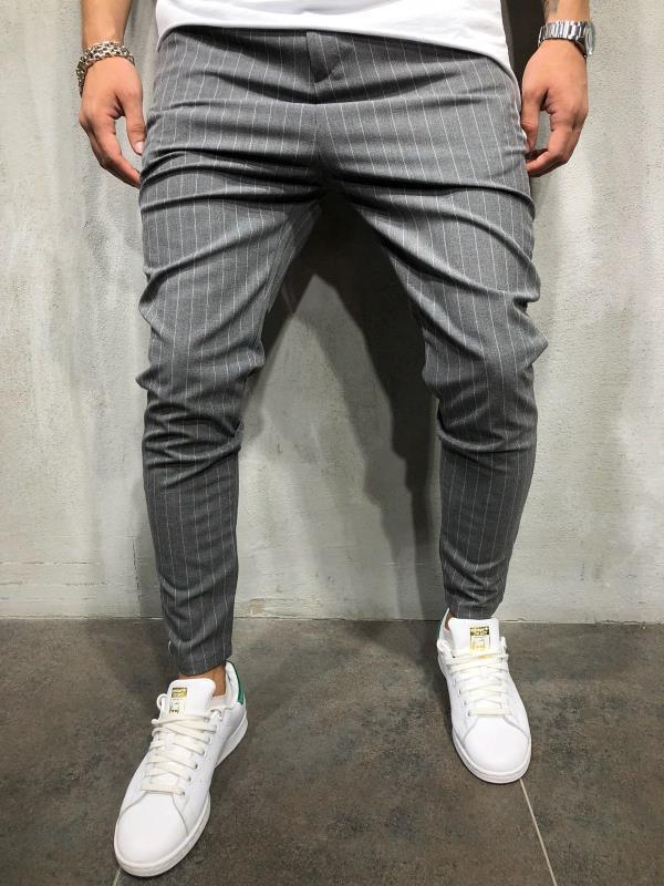 men's feet new stripes handsome color matching casual pants