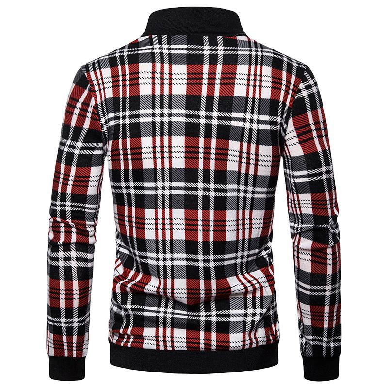 Casual big plaid pullover zipper jacket