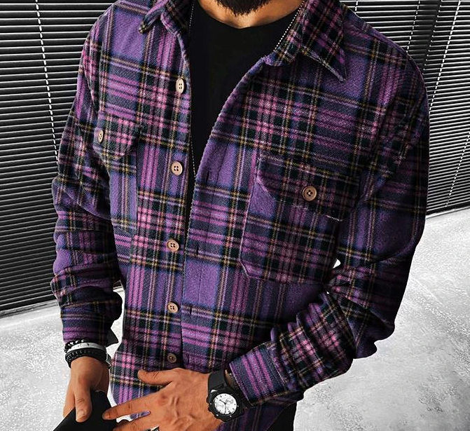 Plaid Pocket Long Sleeve Shirt