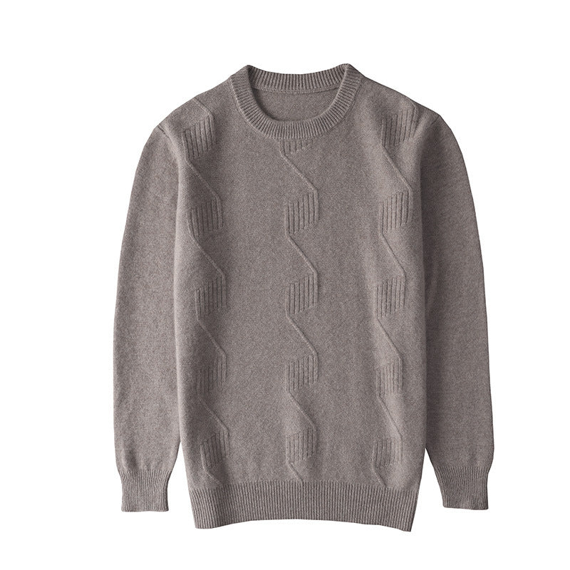 Men's Round Neck Thick Twisted Sweater