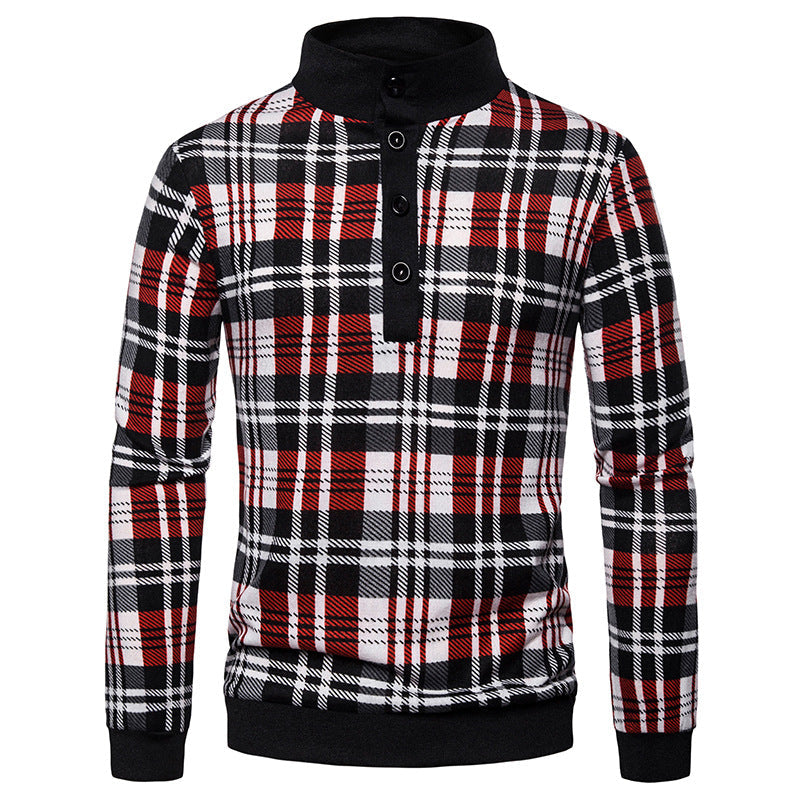 Casual big plaid pullover zipper jacket