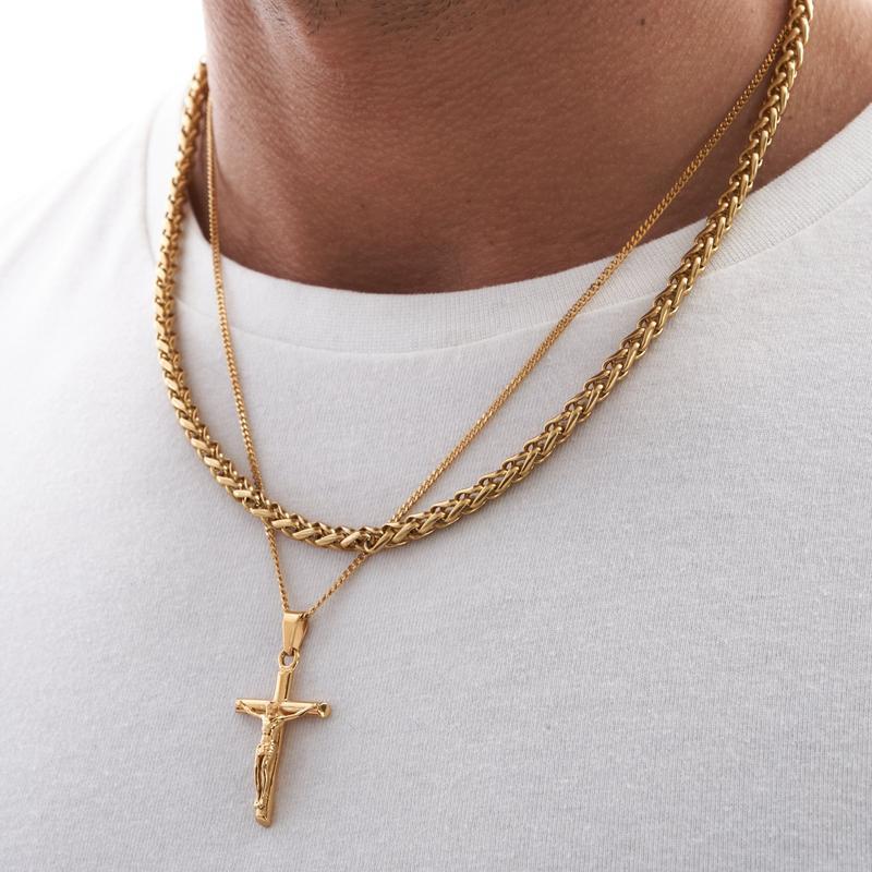 Stainless Steel Cross Pendant Punk Necklace