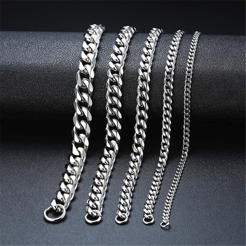 Six-sided Grinding Cuban Titanium Steel Necklace